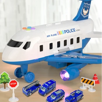Muzikos, Šviesos, Modeliavimo Inercijos Vaikų Lėktuvo Žaislas su Mini Sunkvežimis