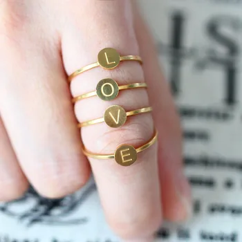 MWM širdies nerūdijančio plieno žiedas papuošalai, aksesuarai piršto žiedą laišką pradinio dovana vyrams moterų meilė, vestuvės vestuvinis žiedas