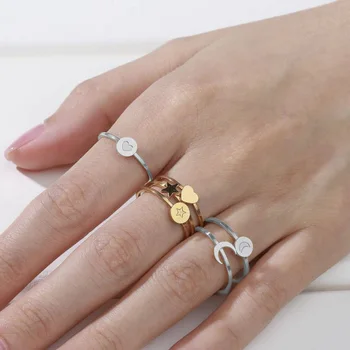 MWM širdies nerūdijančio plieno žiedas papuošalai, aksesuarai piršto žiedą laišką pradinio dovana vyrams moterų meilė, vestuvės vestuvinis žiedas