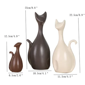 Namų dekoro Amatų Reikmenys Laimingas Kačių Šeimos High-end Keramikos Ornamentais Namų Dekoro Priedai