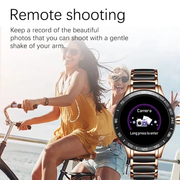 Nauja Plieno Smart Watch Kraujo Spaudimas Turas Keramikos Dirželis Smartwatch Moterų Žiūrėti Vandeniui Mados Sport Tracker 