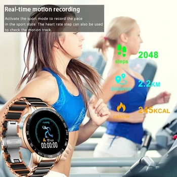 Nauja Plieno Smart Watch Kraujo Spaudimas Turas Keramikos Dirželis Smartwatch Moterų Žiūrėti Vandeniui Mados Sport Tracker 