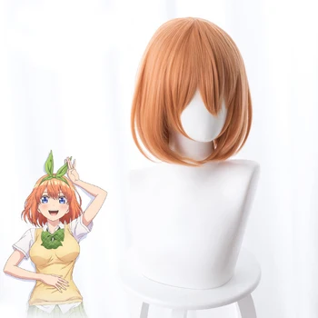 Naujas Anime Gotoubun no Hanayome Nakano Yotsuba Cosplay Plaukų 33CM Orange Cosplay Apdangalai, Karščiui Atsparių Sintetinių Plaukų Perucas