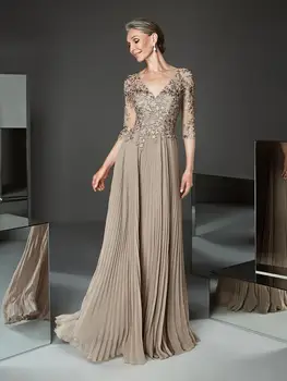Naujas Elegantiškas Šampanas Aukso Baldais Vakaro Drabužiai Half Shell Ilgai Prom Gwon 2020 Vestuves Svečias Suknelė Femme De Skraiste