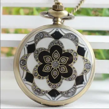 Naujas Mados kvarco Lašai klijų gėlės Flip laikrodis pakabukas steampunk Karoliai kišeniniai laikrodžiai, dovana,