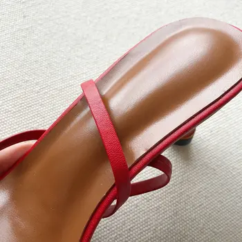 Naujas Mados Moterų Sandalai natūralios Odos Kulkšnies Dirželis 7cm Aukštakulniai Moteriški Bateliai Paprastas Šalies Glausta Sandalai
