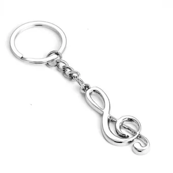 Naujas raktas grandinę, raktų žiedas sidabro padengtą nata keychain automobilių metalo muzikos simboliu raktų pakabukai