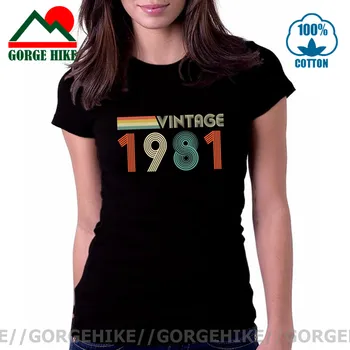 Naujovė 80-ųjų Retro Vintage Drabužių 1981 marškinėliai Moterims Mados Gimęs 1981, T-shirt Šeimos Gimimo dieną Tee Padėkos Dovanų Marškinėlius