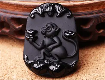 Naujų lengvųjų vietoje, naujų gamtinių Obsidianas pakabukas dvylika zodiako ženklas Zodiako beždžionė Karoliai iškirpti klesti verslas