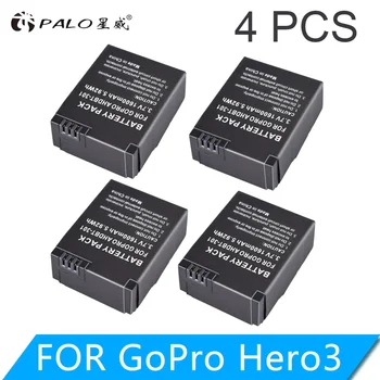 PALO 4Pcs 1600mAh už GoPro AHDBT-201/301 Fotoaparato Baterija Gopro Hero 3 3+ AHDBT-301, AHDBT-201 baterija eiti pro Priedai