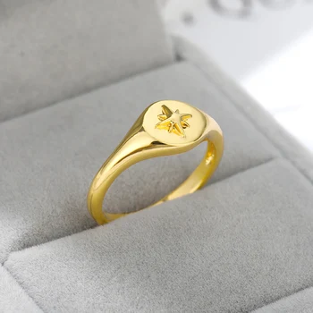 Paprasta penkiakampė Žvaigždė, Žiedas, Papuošalų Moterims Gotikos Aukso Bague Aukso Geometrijos Nerūdijančio Plieno Žiedai Vyrams Mergaičių Bijoux Femme
