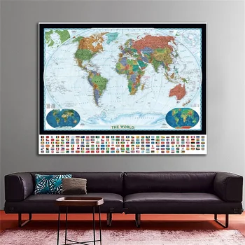 Pasaulio Fizinį Žemėlapį Su Pasaulinė Žemės danga Ir Landforms Sulankstomas Jokio blukimo Žemėlapį Su Nacionalinės Vėliavos Kultūros Ir Švietimo