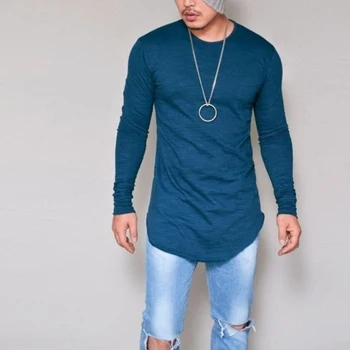 Pavasarį, Rudenį 2020 m., t-Marškinėliai Su apvalia Apykakle Laisvalaikio Pure Color Long Sleeve Streetwear Juokingi Marškinėliai ilgomis Rankovėmis Marškinėliai Vyrams