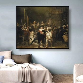 Paveikslas Meno Naftos Sienų Tapybos Drobės Plakatas Naktį Žiūrėti Rembrandt Atgaminti Photo Print, Skirtą Kambarį Namuose Apdaila