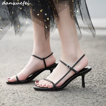 Plus size 33-43 moterų natūralios odos aukšto kulno sandalai atidaryti tne ponios elegantiškas eveninng siurbliai vasaros sandalias bateliai moterims