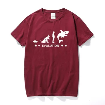 Pokerio Žuvų Shark Evolution Mens Juokinga Pokerio T-Shirt Camisetas hombre Mados marškinėliai Viršuje Medvilnės trumpomis rankovėmis Tee marškinėliai homme