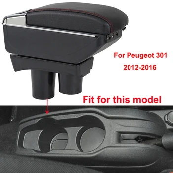 Porankiai Langelį Citroen C-elysee/ Peugeot 301 2012-2016 USB Įkrovimo LED Šviesos Porankis Pasukti centrinės Konsolės Laikymo Dėžutė