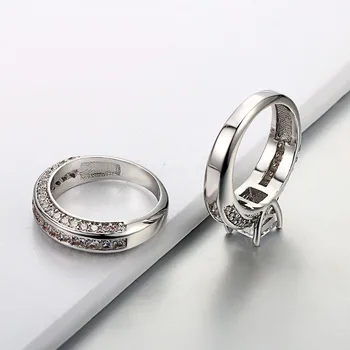 Prabanga 925 Sidabro Spalvos Žiedai Moterų Dalyvavimas Diamond Vestuvių Žiedai 14k AAA Cirkonis Žiedas Saphire Akmens Bauda Papuošalai, Dovanos