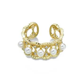 Prabanga Gamtos perlas vestuvių atidarymo žiedai moterims Aukso Gotikos stiliaus retro reikmenys, papuošalai, dovana reguliuojamas Moterų žiedas