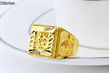Prabangus Graviravimo, 3D raidės Vyrų pločio 24K Aukso užpildytas Vyrų didžiojo Piršto Žiedą Šalis Vestuvių Mados Juvelyrika