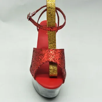 Rncksi Vestuvių Raudona vasaros batų gamintojai pardavimo kelties 15 cm aukštakulnius vandeniui platforma kulno Dirželiai Šokių basutės