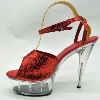 Rncksi Vestuvių Raudona vasaros batų gamintojai pardavimo kelties 15 cm aukštakulnius vandeniui platforma kulno Dirželiai Šokių basutės