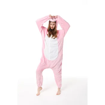 Rožinė Onsie Moterų Suaugusiųjų Gyvūnų Vienaragis Animacinių Filmų Pižama Žiemos Flanelė Gobtuvu Šiltos Unisex Sleepwear Atostogų Šalis Cosplay Kostiumas