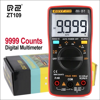 RZ ZT109 Profesinės Praktinis Ūkio RMS Skaitmeninis Multimetras 9999 Skaičiuoja Apšvietimas AC/DC Ammeter Voltmeter Ohm Metras Bandymų Įrankiai