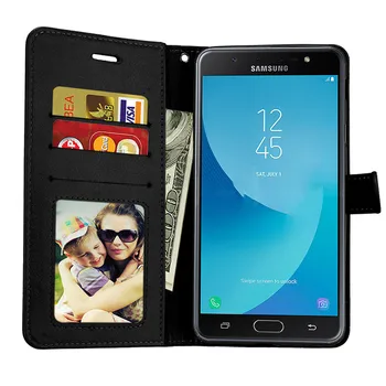 Samsung Galaxy J7 Max Atveju Flip Cover PU Odos Retro Crazy Horse Modelis Coque capinha Piniginė Su Stovu fundas