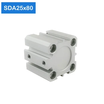 SDA25*80-S 25mm Pagimdė 80mm Eiga Kompaktiškas Oro Balionų SDA25X80-S Dvigubo Veiksmų Oro Pneumatinis Cilindras Magnetas pneumatinis cilindras