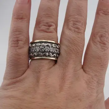 Senovės nacionalinės raižyti perlas žiedas platus versija perdėti rodomojo piršto žiedas žiedas apdaila moterų pinigai