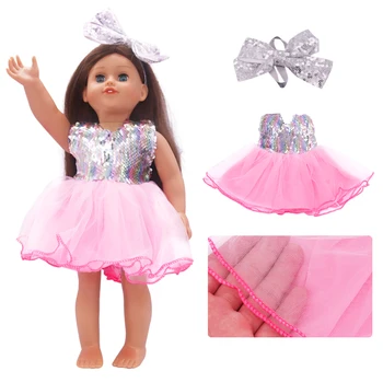Spalvinga China Doll Sijonas Drabužių Pritaikymas 18 Colių American Doll Suknelė Su Plaukų Priedai Nauja 43cm Baby ir 
