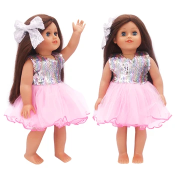 Spalvinga China Doll Sijonas Drabužių Pritaikymas 18 Colių American Doll Suknelė Su Plaukų Priedai Nauja 43cm Baby ir 