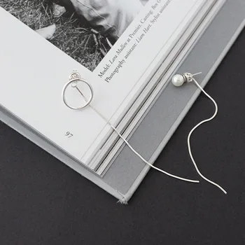 Sterling silver pearl lieknas kutas auskarai Korėja temperamentas joker sutartis eardrop moterų ilgi auskarai į ausis linija
