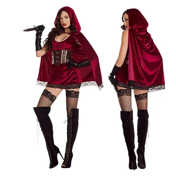 Suaugusių Moterų, Aukštos Kokybės seksuali suknelė Helovinas Little Red Riding Hood kostiumas princesė suknelė, apsiaustas Baras Žaidimas Cosplay kostiumas