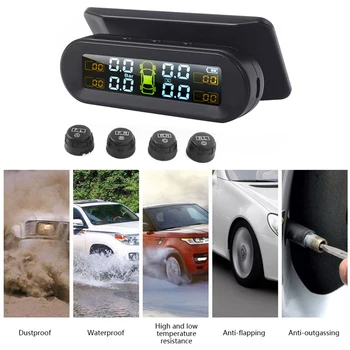 Temperatūros Įspėjimas, su 4 Išorinių Jutiklių, Automobilių Padangų Slėgio Monitorius, Padangų Slėgio Stebėjimo Sistema