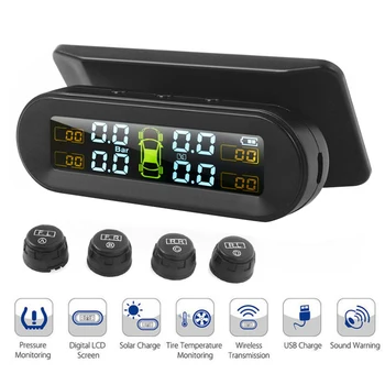 Temperatūros Įspėjimas, su 4 Išorinių Jutiklių, Automobilių Padangų Slėgio Monitorius, Padangų Slėgio Stebėjimo Sistema