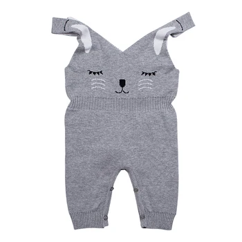 TinyPeople 2020 mielas triušis Megzti Kūdikių jumpsuit dirželis Pledas Playsuit Žiemos berniukų drabužiai mergaitėms Apskritai Kūdikių Onesie Romper