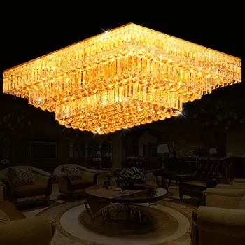 Tradicinis aukso kambarį žibintai stačiakampio kristalų lempos miegamasis lempos, led lubų šviesos 0077