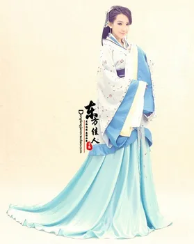 TV Žaisti Schemas Grožio Princesė Taowan Paprasta Mėlyna Siuvinėjimo Quju Hanfu Kostiumas Moterims