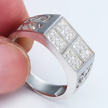 UFOORO Klasikinis sidabro spalva, Iškirpti modelio prabangūs juosta AAA CZ stone vestuviniai žiedai Smulkūs papuošalai moterims, dovana lašas laivybos