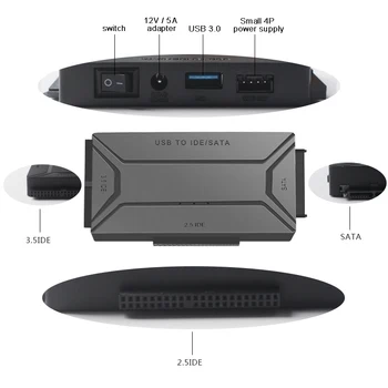 USB 3.0 IDE, SATA Konverteris Išorės Adapterio Rinkinys, skirtas 2.5 3.5 Colio Kietąjį Diską NC99