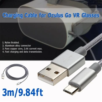 USB Greito Įkrovimo Duomenų Kabelį, Laidą Oculus Eiti VR Akinius, 3m/9.84 pėdų Nailono ir Aliuminio Lydinių Jungtis Įkrovimo Kabeliu