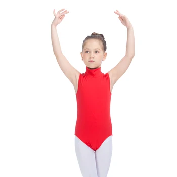 Vaikai Baleto Triko Raudona Medvilnės/Lycra Vėžlys-kaklo Bakas Triko Merginos Praktikos Dancewear Visiškai Dydžių