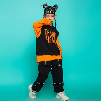 Vaikas Hip-Hop Drabužių Hoodie Marškinėliai, Palaidinukė Viršuje Streetwear Juoda Taktinis Krovinių Kelnės Mergaitėms Berniukai Džiazo Šokių Drabužiai Kostiumas