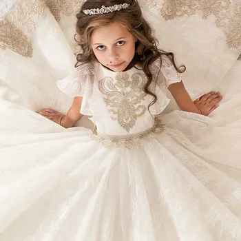 Vaikų suknelė princesė dress 2019 naujų mergaičių mažas priimančiosios kostiumai gale modelių podiumo vestuvių suknelės