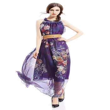 Vasaros Suknelė Elegantiškas Moteris Maxi Suknelė Vintage Šifono Gėlių Boho Paplūdimio Atsitiktinis Ponios Ilgos Suknelės Akių Vestido 3263
