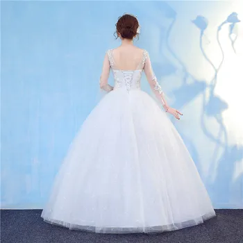 Vestido De Noiva Orgazan Valtis Kaklo, Ilgomis Rankovėmis Vestuvių Suknelė 2020 Naujas Mados Nėriniai Elegantiškas Bride Princesė Appliques G