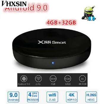 VHXSIN 2 VNT/DAUG X88 SMART 4GB 32GB 4K Smart Android 9.0 TV BOX RK3328 Penta-Core 2.4 G Wifi HD