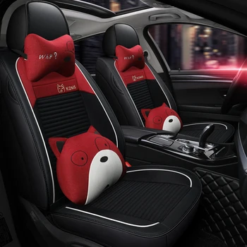 Visiška PU Oda automobilių sėdynės padengti linų pluošto auto sėdynės apima Toyota 4 RUNNER 86 ALPHARD ALTIS AVALON CAMRY CELICA